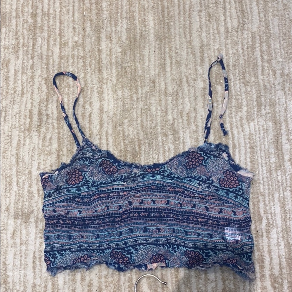 LoveShackFancy Navy Floral crop top